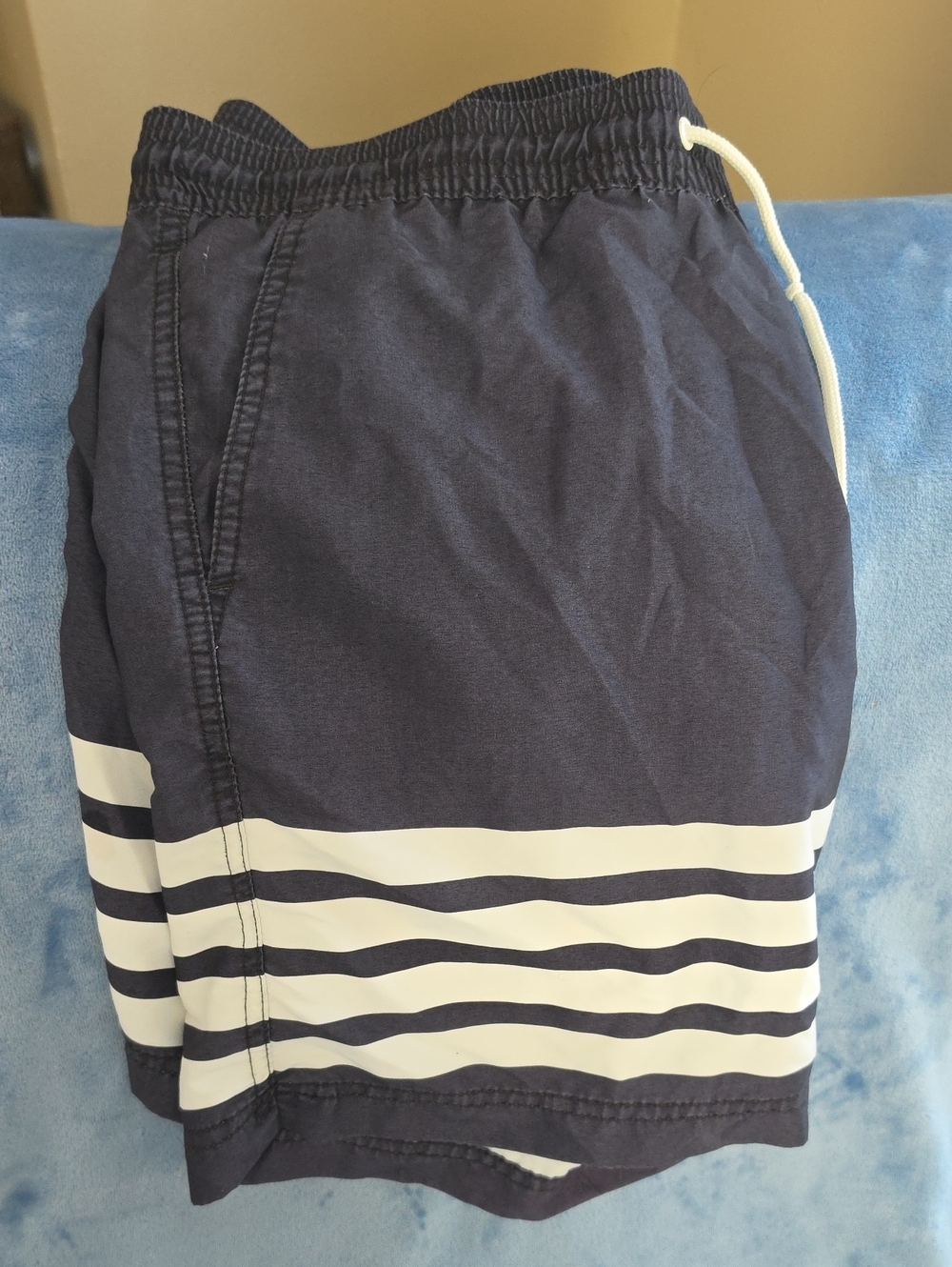 Tommy Hilfiger Navy and White Striped Athletic Shorts